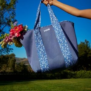 PINK Victoria's Secret Blue Floral Tote Bag